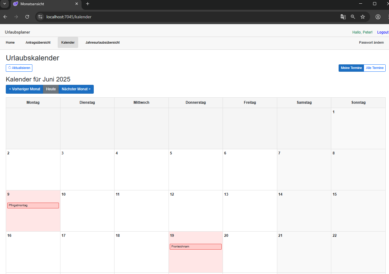 Urlaubsplaner – Antrag